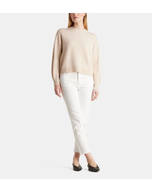 Sean sweater met losse doos, ruim, lichtbeige, wol en kasjmier, verantwoorde wol en kasjmier