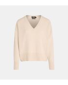 Lichtbeige rechte trui van Ceylanwol en kasjmier