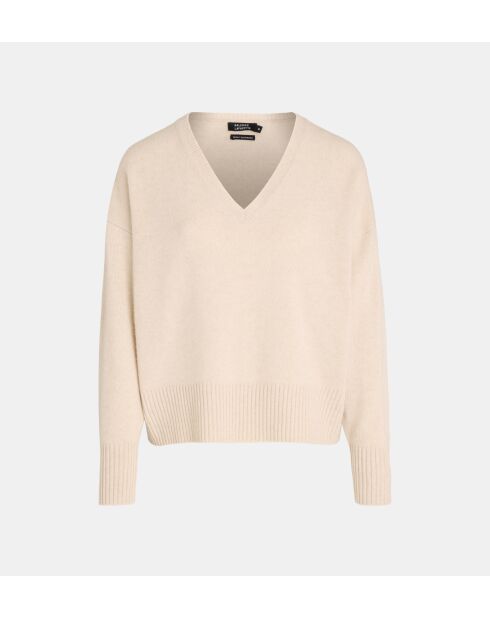 Lichtbeige rechte trui van Ceylanwol en kasjmier