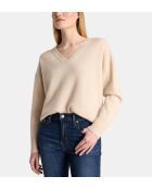 Lichtbeige rechte trui van Ceylanwol en kasjmier