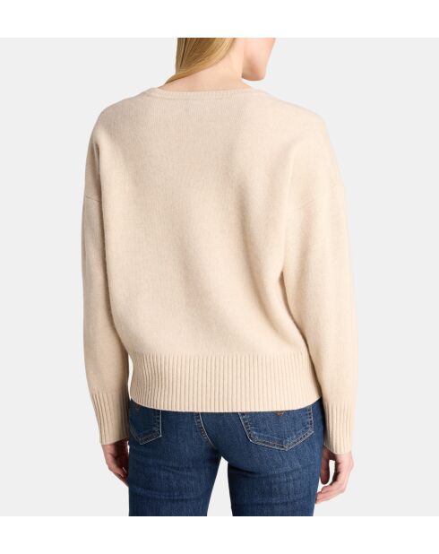 Lichtbeige rechte trui van Ceylanwol en kasjmier