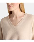 Lichtbeige rechte trui van Ceylanwol en kasjmier