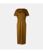 Langes Kleid Ella aus bronzefarbenem, fließendem Twill