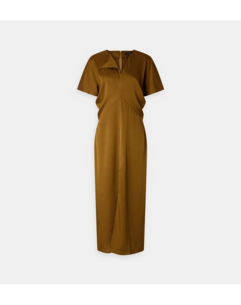 Langes Kleid Ella aus bronzefarbenem, fließendem Twill