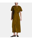 Langes Kleid Ella aus bronzefarbenem, fließendem Twill