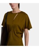 Langes Kleid Ella aus bronzefarbenem, fließendem Twill