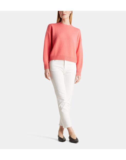 Lose Box-Pullover Sean, locker, korallenrote Wolle und Kaschmir