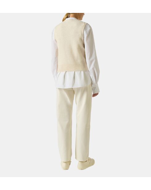 Ecrufarbener gerader Pullover Namaste