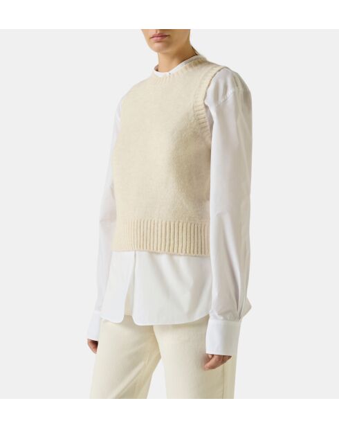 Ecrufarbener gerader Pullover Namaste