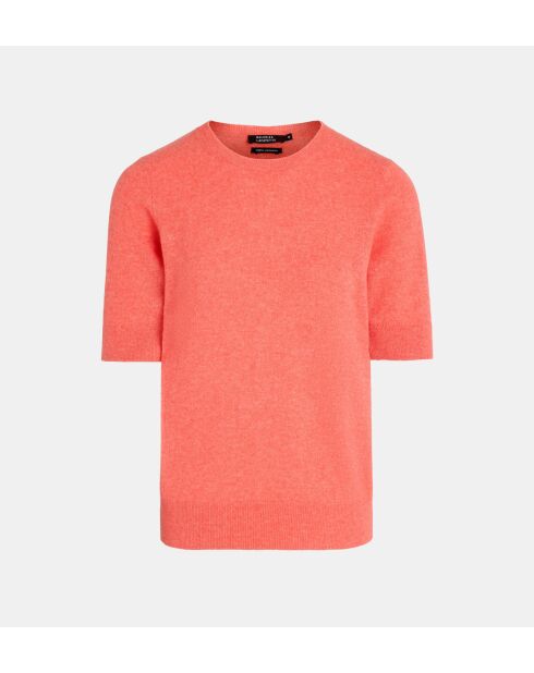 Kurzärmliger korallenroter Kaschmirpullover Difi