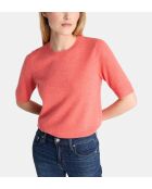 Kurzärmliger korallenroter Kaschmirpullover Difi