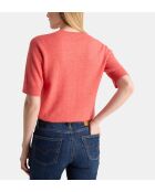 Kurzärmliger korallenroter Kaschmirpullover Difi