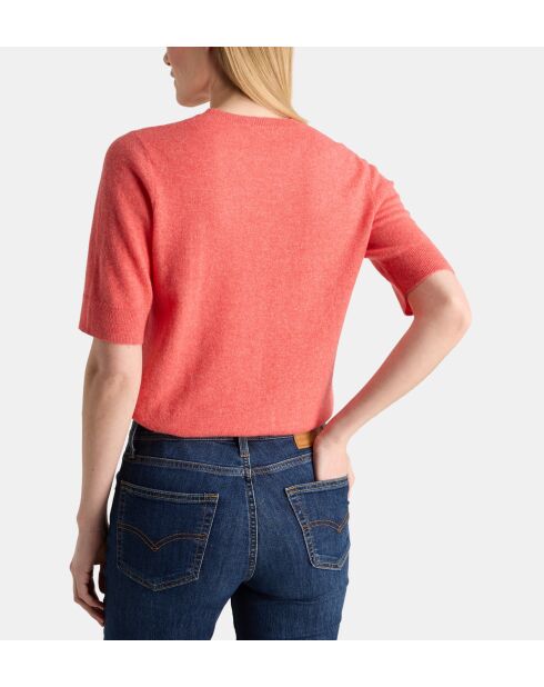 Kurzärmliger korallenroter Kaschmirpullover Difi