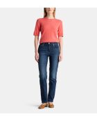 Kurzärmliger korallenroter Kaschmirpullover Difi