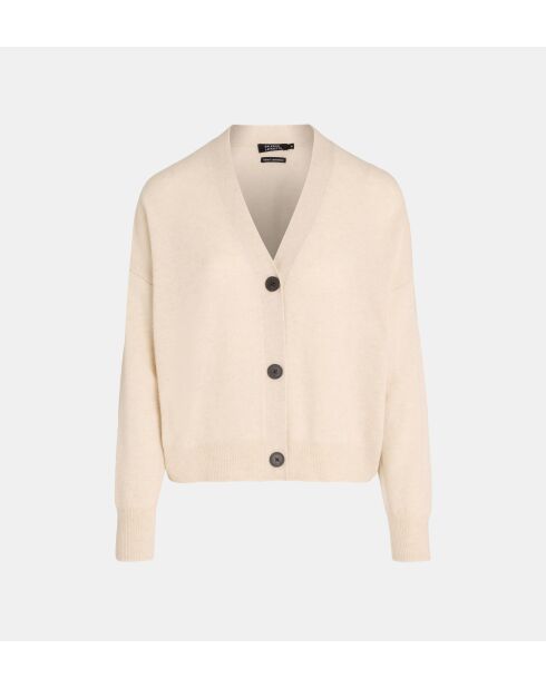 Tabiola cropped vest van lichtbeige, verantwoorde wol en kasjmier