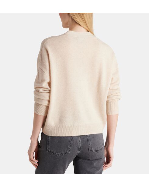 Tabiola cropped vest van lichtbeige, verantwoorde wol en kasjmier