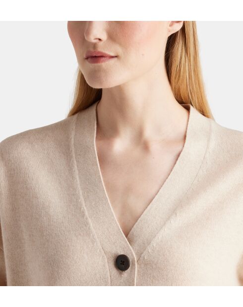 Tabiola cropped vest van lichtbeige, verantwoorde wol en kasjmier