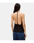 Savanah - Losse top met open achterkant in zwart satijn