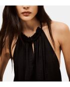 Savanah - Losse top met open achterkant in zwart satijn