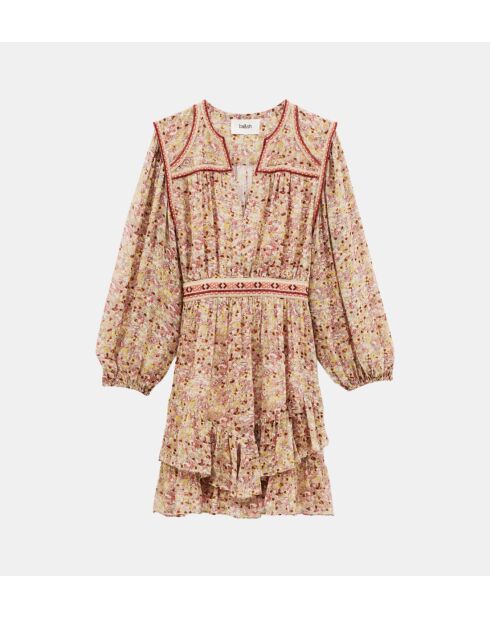 Rosafarbenes, fließendes kurzes Kleid Loly