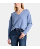 Middelblauwe rechte trui van Ceylanwol en kasjmier