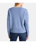 Middelblauwe rechte trui van Ceylanwol en kasjmier