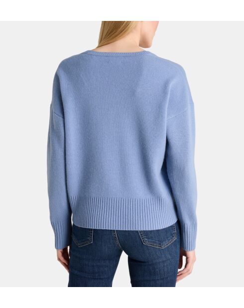 Middelblauwe rechte trui van Ceylanwol en kasjmier