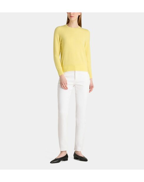 Jersey recto Zabri en porcelana de cachemir amarilla
