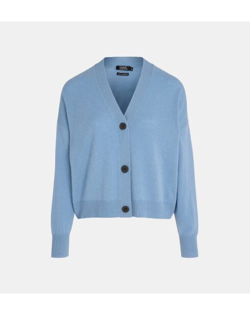 Cardigan court Tabiola laine et cachemire responsable  bleu moyen