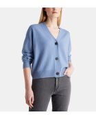Cardigan court Tabiola laine et cachemire responsable  bleu moyen