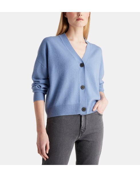 Cardigan court Tabiola laine et cachemire responsable  bleu moyen