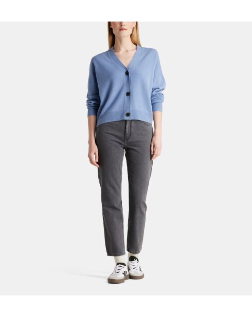 Cardigan court Tabiola laine et cachemire responsable  bleu moyen