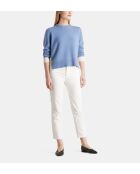 Sadi mittelblauer, gerader Pullover aus Wolle und Cashmere aus verantwortungsvoller Wolle und Cashmere