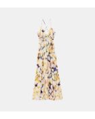 Gelb/mehrfarbiges langes Kleid mit Faoya-Print