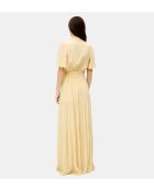 Natalia hellgelbes langes fließendes Kleid mit Rüschen