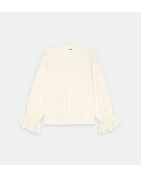 Ecru hemd met geborduurd Soraya