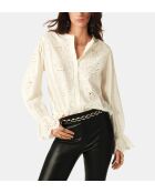 Ecru hemd met geborduurd Soraya