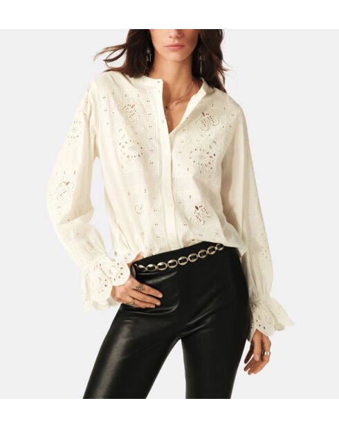 Ecru hemd met geborduurd Soraya