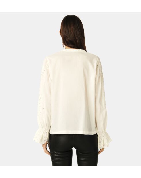 Ecru hemd met geborduurd Soraya