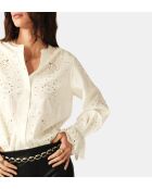 Ecru hemd met geborduurd Soraya