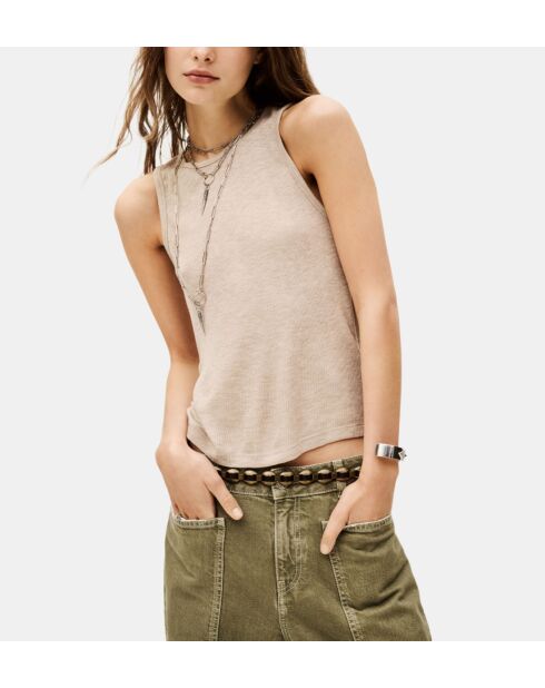 Canotta Théo slim in jersey cammello