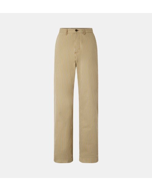 Alissio gestreepte wijde broek beige/ecru