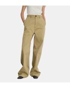 Alissio gestreepte wijde broek beige/ecru