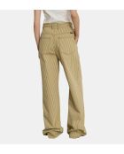 Alissio gestreepte wijde broek beige/ecru