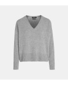 Grijze rechte trui van wol en kasjmier uit Ceylan