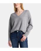 Grijze rechte trui van wol en kasjmier uit Ceylan