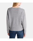 Grijze rechte trui van wol en kasjmier uit Ceylan