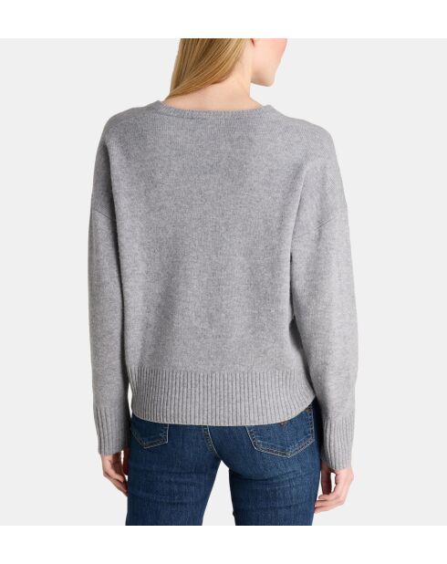 Grijze rechte trui van wol en kasjmier uit Ceylan