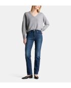 Grijze rechte trui van wol en kasjmier uit Ceylan