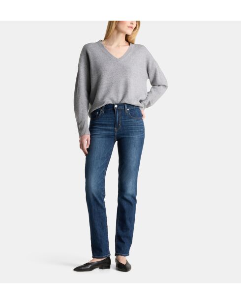 Grijze rechte trui van wol en kasjmier uit Ceylan